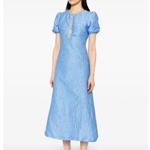 Sister Jane Women's Blue Reef Jacquard Cloqué Midi Dress Size XS New